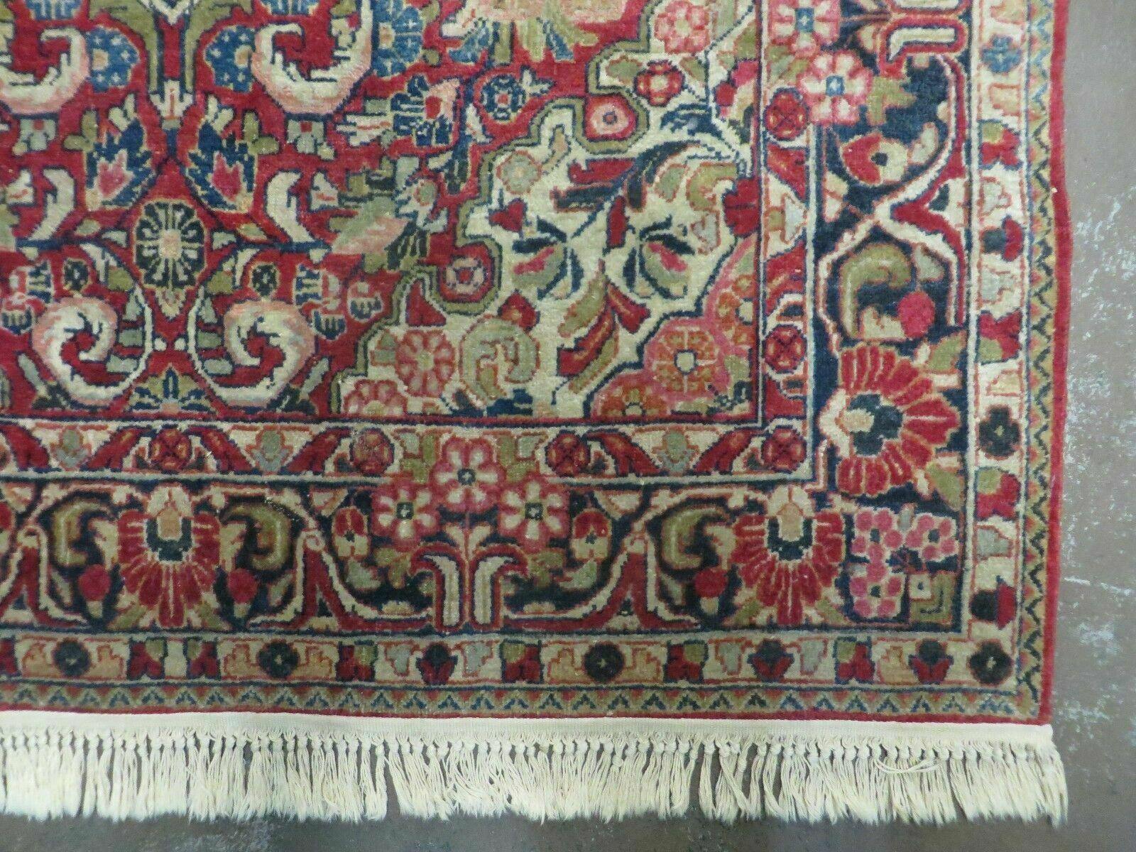 4' 6" X 5' 4" Handmade India Agra Floral Oriental Wool Rug Carpet Red Nice - Jewel Rugs