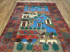 3' 2" X 6" Handmade Afghan Balouch Tribal Wool War Rug Tank Helicopter Tree Wow - Jewel Rugs