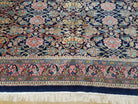 8x10 Vintage Turkish Dark Blue & Pink Rug, Allover Floral Wool Anatolian Carpet, 8' 3" x 9' 5" Hand-Knotted Sivas Rug 8 x 10 Persian Rug - Jewel Rugs