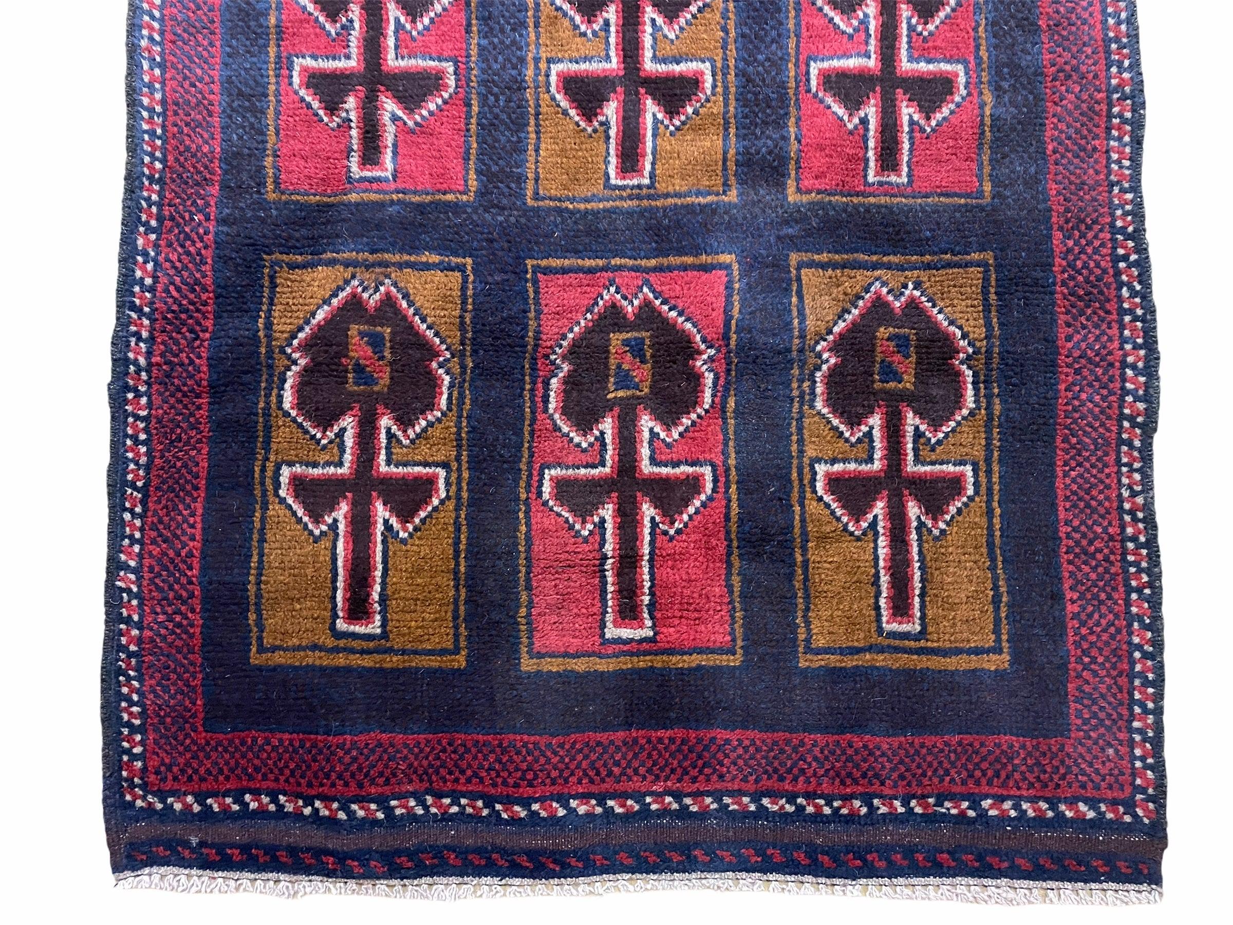 3x5 Baluchi Rug 3x5 Baluch Rug Afghani Rug Afghan Tribal Rug Handmade Afghan Rug Afghanistan Rug Dark Blue Tribal Rug Red Orange Rug - Jewel Rugs