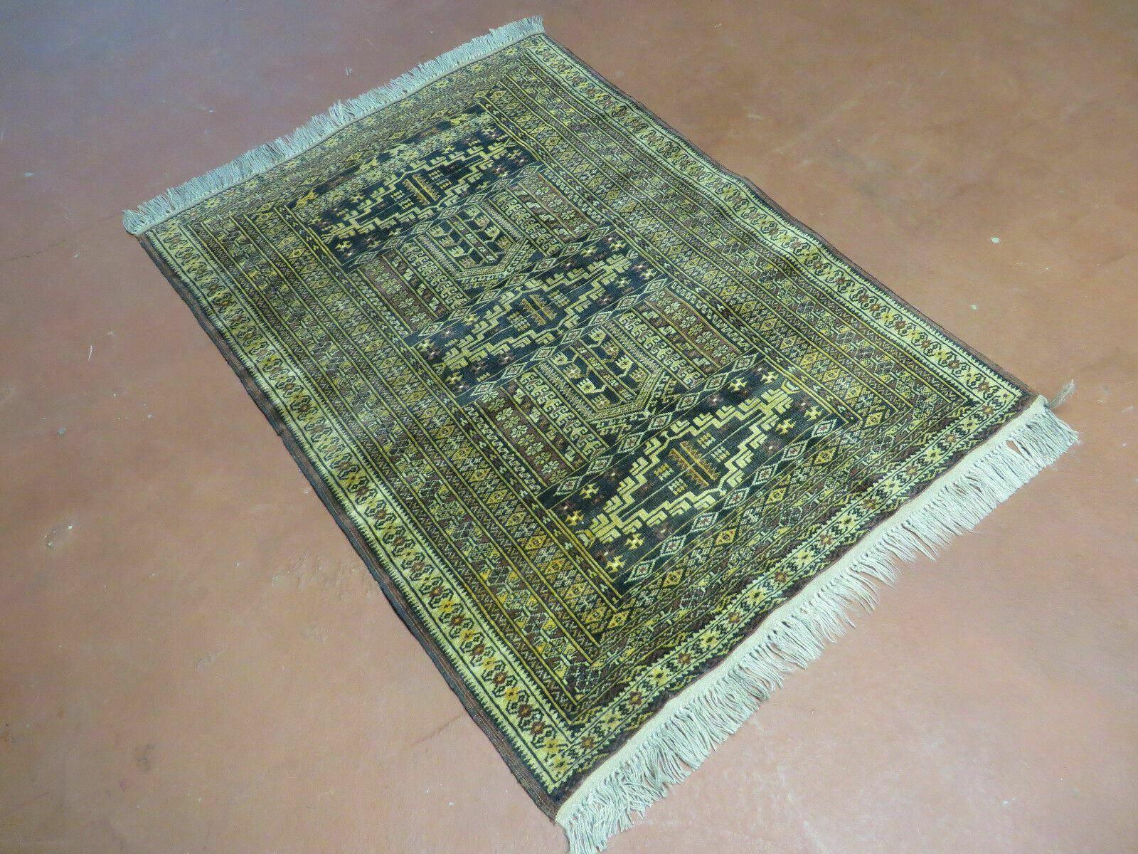 3' X 4' Vintage Handmade Pakistan Bokhara Turkoman Balouchi Wool Rug Mat Nice - Jewel Rugs