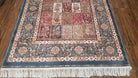 Silk Carpet 4x6 Blue, Panel Design, Four Seasons Pattern, Super Fine & Soft, Bamboo Silk, 4 x 6 Oriental Area Rug, High Quality, New Rug - Jewel Rugs