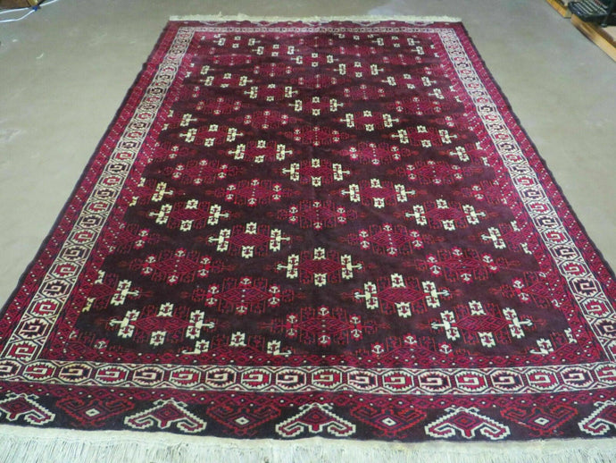 7' X 10' Antique Handmade Yamud Turkoman Wool Rug Excellent - Jewel Rugs