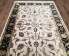 Pak Persian Rug 4x6 ft, Wool Rug with Silk Highlights, Pakistani Carpet 4 x 6, Ivory Black and Gold Rug, Allover Floral Pattern, Quality Rug - Jewel Rugs