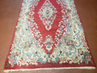 3x5 Persian Kirman Rug, Oriental Persian Carpet 3 x 5, Wool Vintage Hand-Knotted Rug, Floral Medallion, Open Field, Small Rug, Red Beige Light Blue - Jewel Rugs