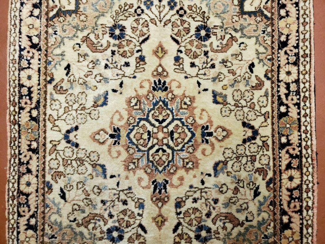 Vintage Small Hand Knotted Persian Rug, Miniature Oriental Wool