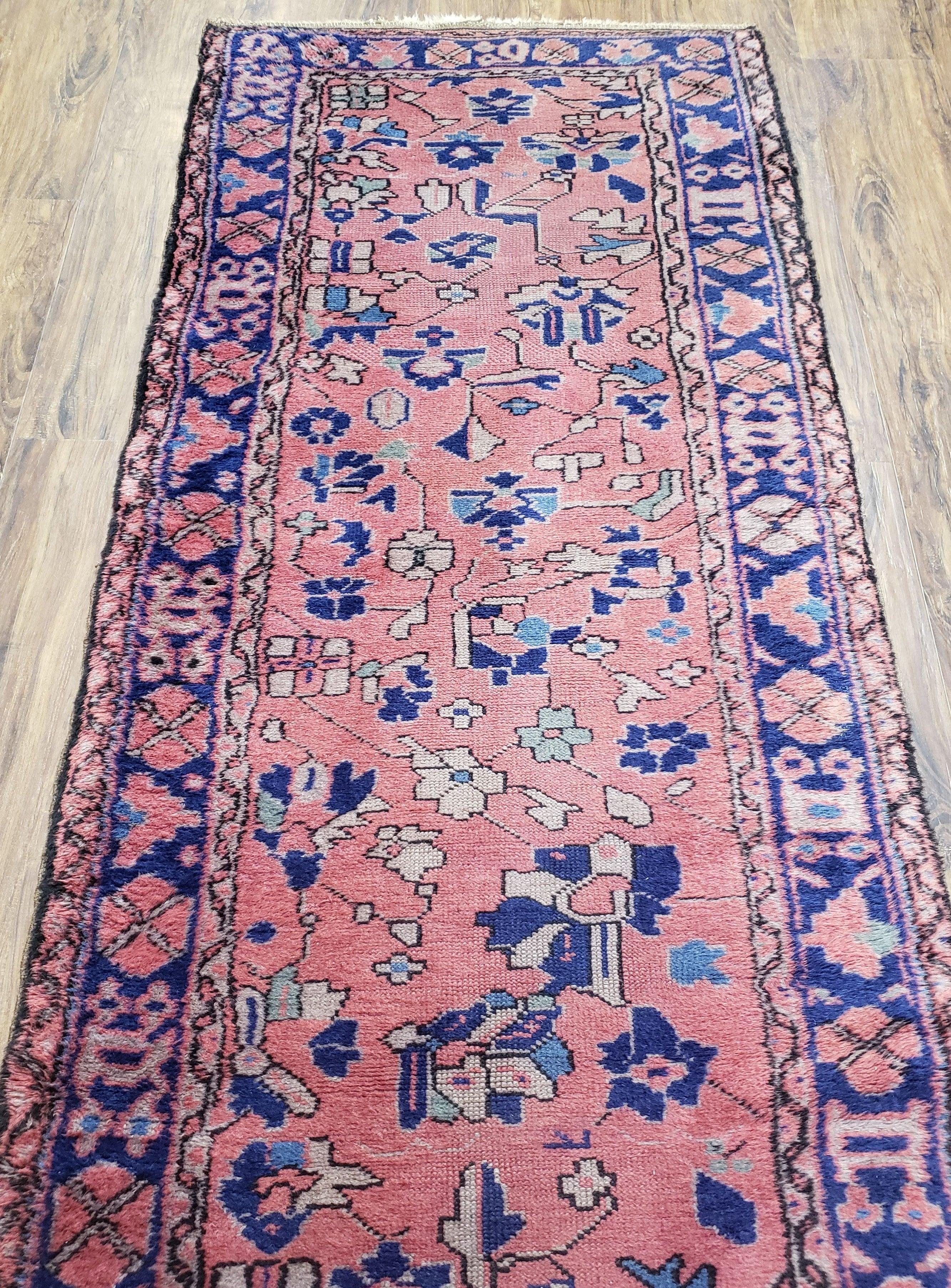 Antique Turkish Sparta Runner Rug, Hand-Knotted, Wool, Indian Red & Blue, 9ft Long Runner, 2'6" x 9' 3", Allover Pattern - Jewel Rugs