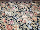 William Morris Rug 12x17 - 12x18, Flat Pile Needlepoint Carpet, Black Oversized Palace Sized Rug, Wool Hand-Woven, Large Floral Flowers Rug - Jewel Rugs