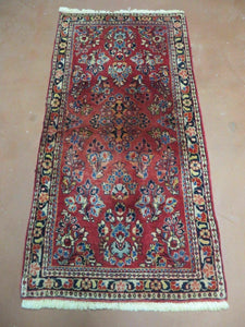 2' X 4' Antique Hand-Knotted Handmade Indian Floral Wool Rug Carpet Red Nice - Jewel Rugs