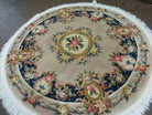 5' Vintage Round Handmade Chinese Peking Art Deco Wool Rug Flowers 90 Line - Jewel Rugs