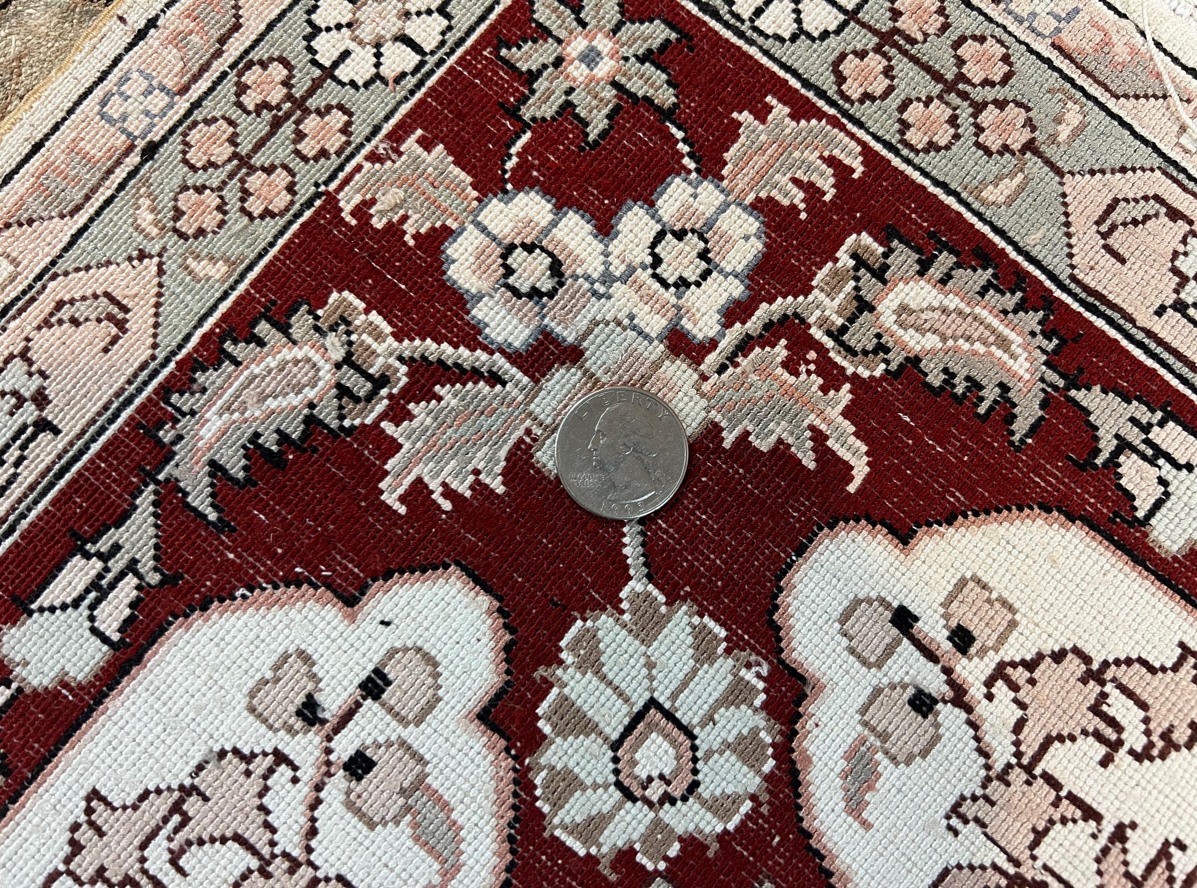 Silk Indian Kashmiri Rug 4x6 ft, Floral Medallion Hand Knotted Handmade Oriental Carpet, Vintage, Cream Burgundy, Very Fine Silk Rug 4 x 6 - Jewel Rugs