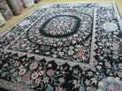 8' X10' Handmade Chinese Floral Oriental Wool Rug Carpet Flower Bouquet Black - Jewel Rugs