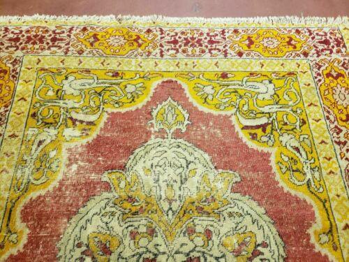 4' X 6' Antique Handmade Turkish Prayer Melas Oushak Wool Rug Gold Mustard Nice - Jewel Rugs