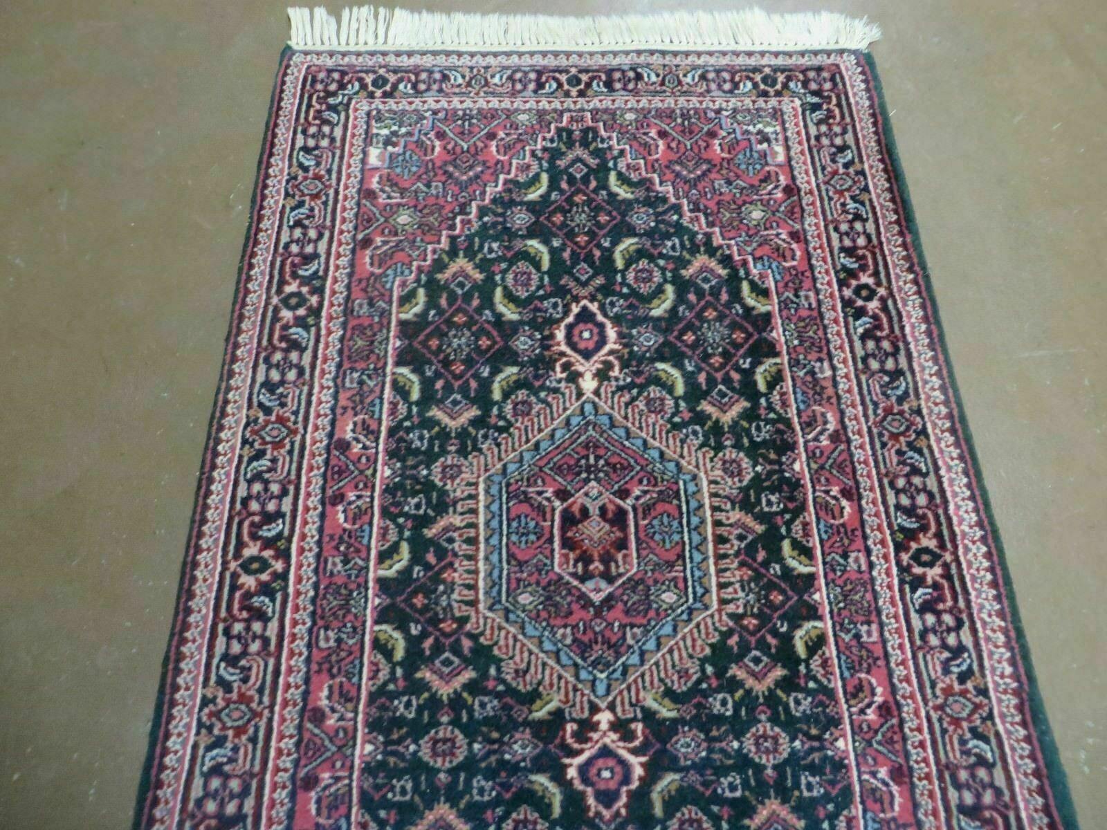 2'9" X 10' Vintage Handmade India Floral Oriental Wool Rug Vegetable Dyes Runner # 838 - Jewel Rugs