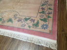 8' X 10' Vintage Handmade Chinese Art Deco 120 Lines Wool Rug Flowers Beige Wow - Jewel Rugs