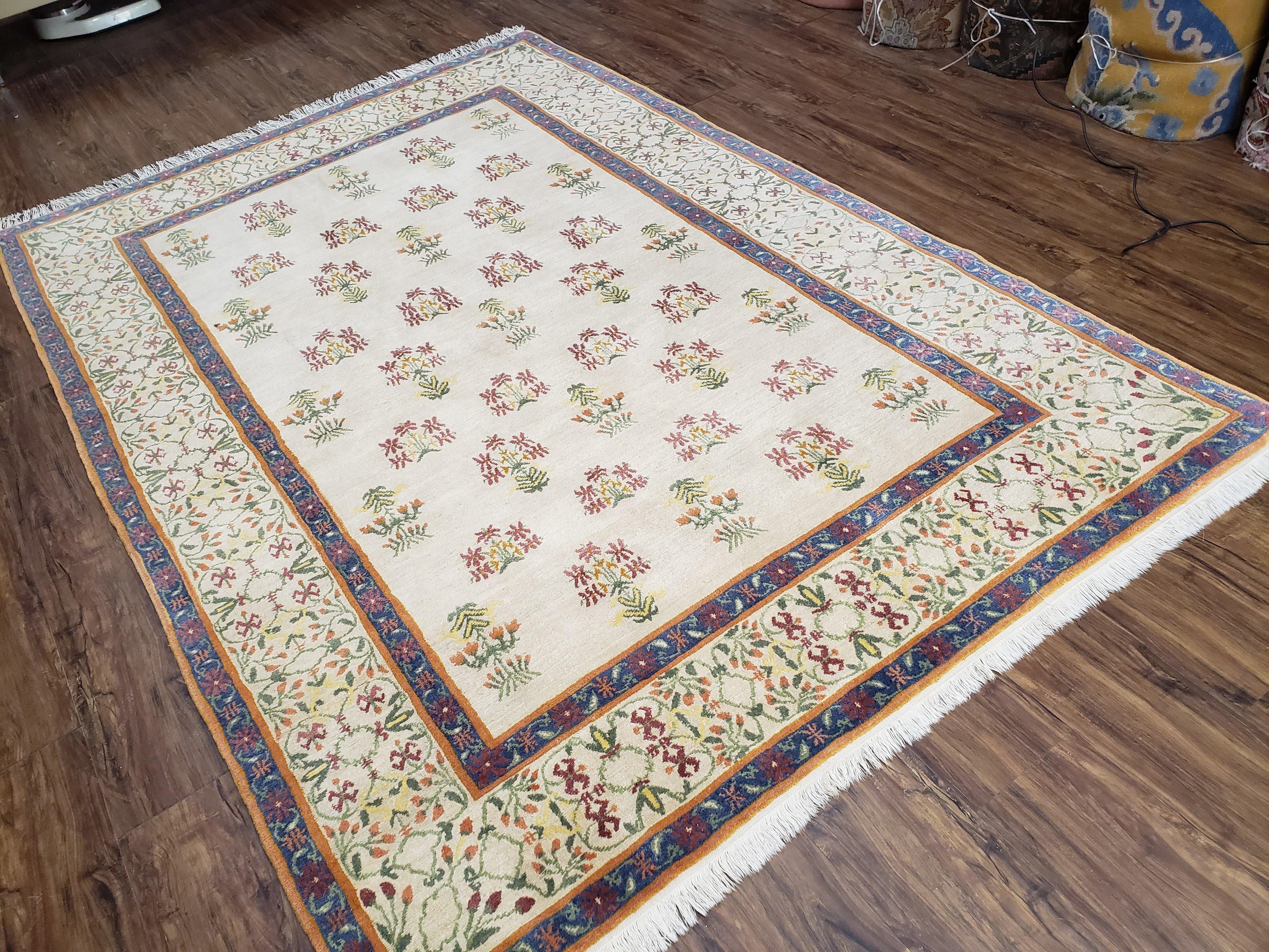 Tufenkian Rug 5.9 x 8.6, Tibetan Nepalese Rug, Hand Knotted, Soft Shiny Wool, Repeated Motifs, Contemporary Modern, Area Rug 6x9, Vintage - Jewel Rugs