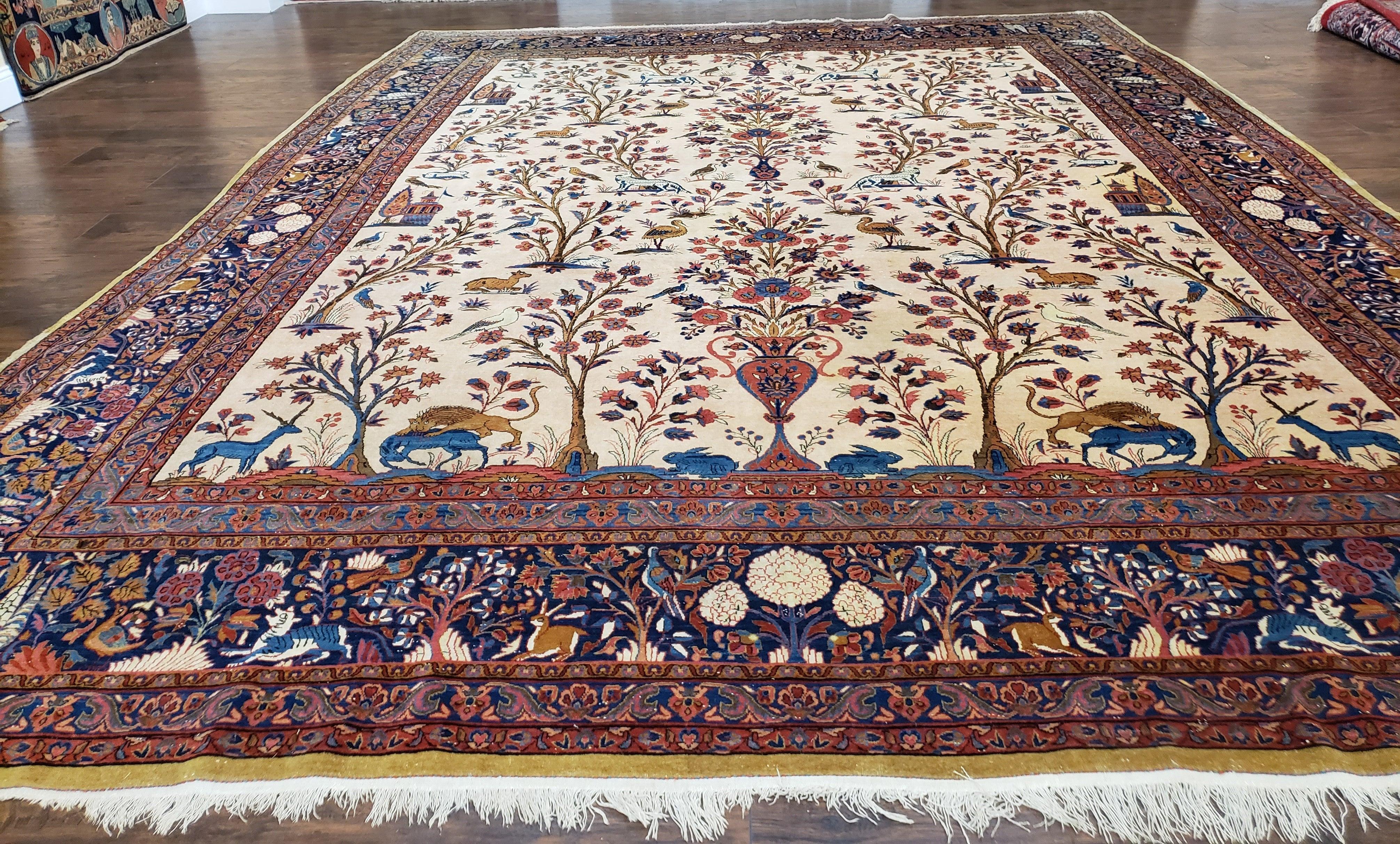 Antique Persian Kashan Tree of Life Rug 10x13 - Jewel Rugs