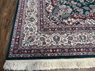 Indo Persian Rug 8x10 Area Rug, Vintage Rug 8 x 10 Oriental Carpet Hand-Knotted Room Sized Wool Rug Green and Ivory Allover Floral Medallion - Jewel Rugs