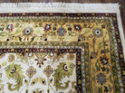 10' X 13' Vintage Hand-Knotted Made India Agra Wool Rug Vegetable Dye Ivory Gold - Jewel Rugs