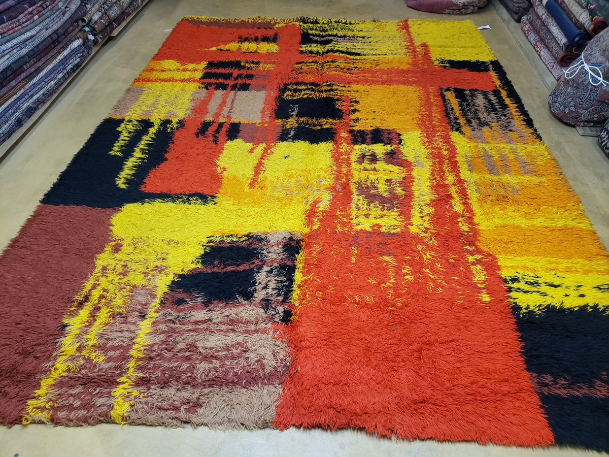 8x11 Rya Rug Vintage 1960s Danish Rya Shag Rug Retro DeLuxe Ege Rug Mi