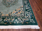 Vintage Light Teal & Green Chinese Art Deco Area Rug 6x9, Wool Hand-Knotted Carpet, 6 x 9 Nichols Rug, 1950s Birds Phoenix Rug, Pair A - Jewel Rugs