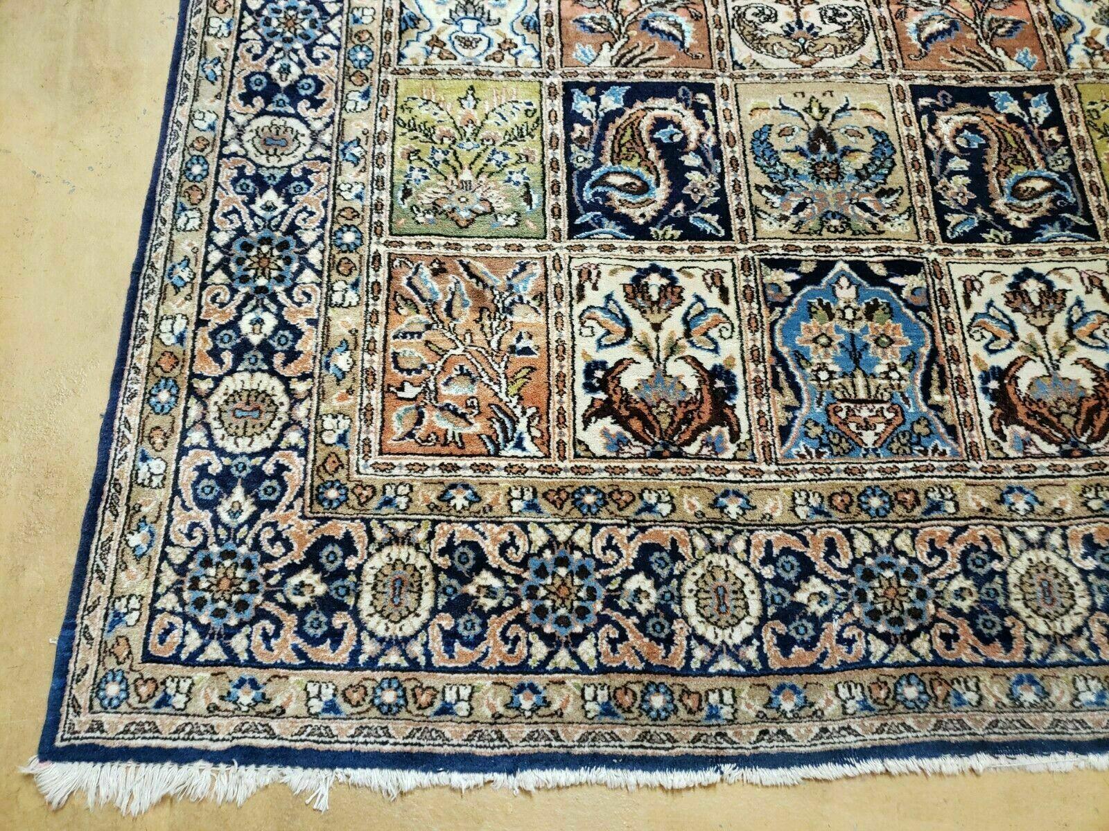 5' X 7' Persian Qum Handmade Carpet - Four Season Kheshti Garden Panel Design - Wool & Silk Rug - Jewel Rugs