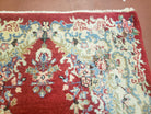 3x5 Persian Kirman Rug, Oriental Persian Carpet 3 x 5, Wool Vintage Hand-Knotted Rug, Floral Medallion, Open Field, Small Rug, Red Beige Light Blue - Jewel Rugs