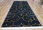 Black Tibetan Runner Rug, Wide Runner Rug, Black and Gold Rug, Handmade Carpet, 4.5 x 10 Rug, Wool and Silk Rug, Modern Tibetan Rug Abstract - Jewel Rugs