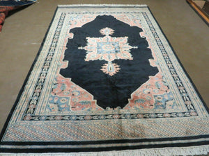 6' X 9' Vintage Handmade Bokhara Turkoman Pakistan Wool Rug Carpet Black Nice - Jewel Rugs