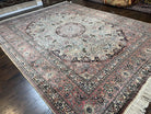 Indian Silk Kashmiri Rug 9x12, Room Sized All Silk Carpet, Center Medallion, Highly Detailed, Top Quality, Very Fine, Vintage, Cream Pink - Jewel Rugs