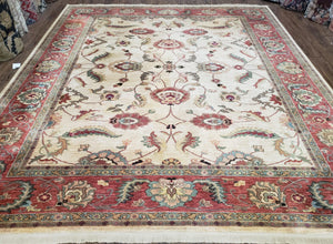 Karastan Rug 8' 8" x 10', Ashara Agra Ivory #549, Room Sized Karastan Area Rug, Wool Karastan Rug, Traditional Rug for Living Room Beige Red - Jewel Rugs
