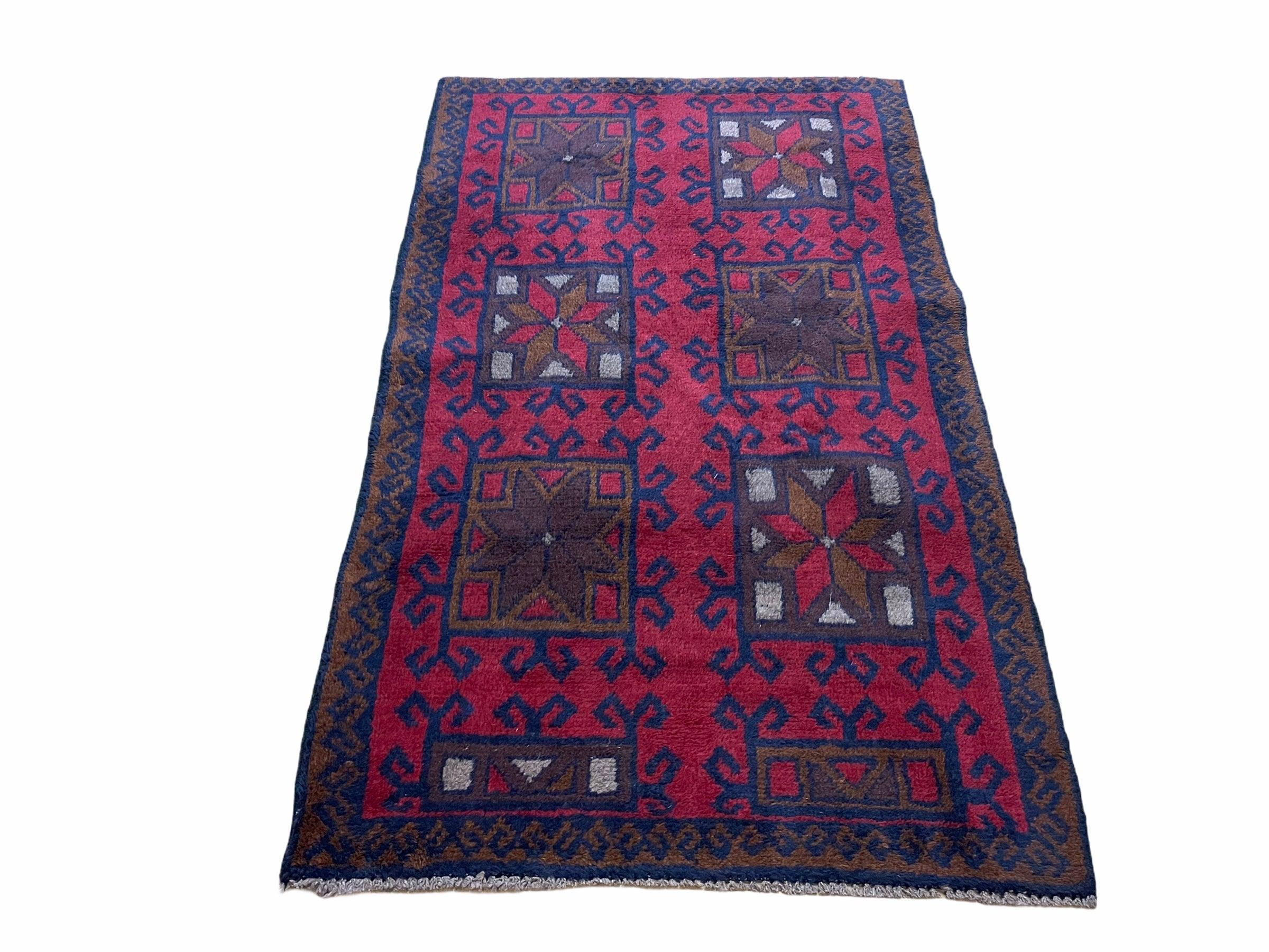 Baluch Rug 3x5 Baluchi Rug Afghani Rug Afghan Tribal Rug Handmade Afghan Rug Afghanistan Rug Red Blue Tribal Rug - Jewel Rugs