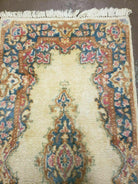 2' X 4' Vintage Floral Oriental Wool Rug Medallion Open Field Ivory Beige Nice - Jewel Rugs