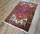 Small Antique Persian Hamadan Rug 2x4, Tribal, Hand-Knotted, Wool, Red & Ivory - Jewel Rugs