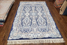 4x6 Silk Carpet Blue, Light Blue Very Fine Area Rug 4 x 6, Oriental Rug, Bamboo Silk, Turkish Rug, High Quality, Super Soft - Jewel Rugs