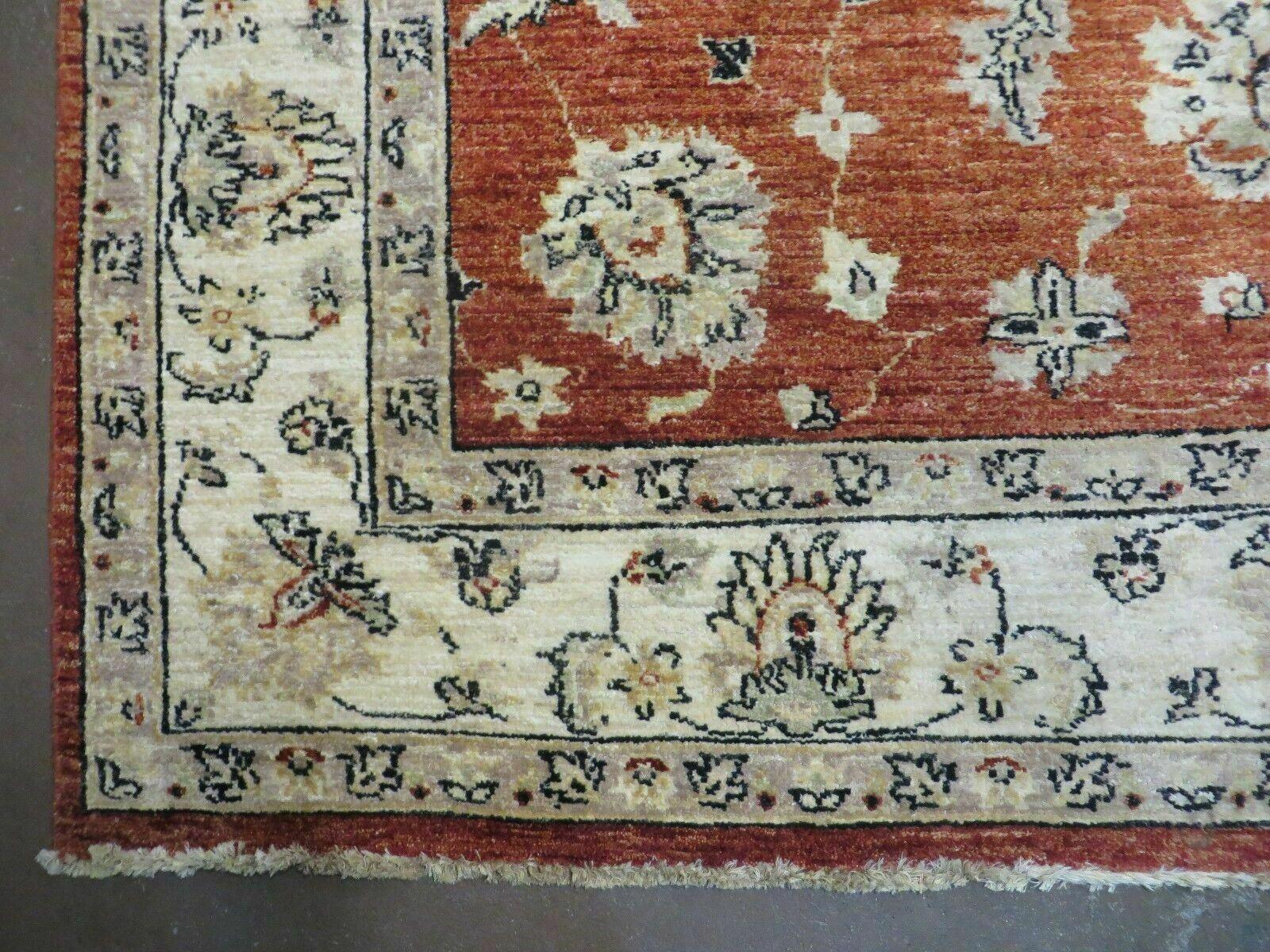 6' X 9' Vintage Fine Handmade Peshawar Agra Chobi Wool Rug Vegy Dye Tomato Nice - Jewel Rugs