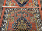 Rare Persian Tribal Runner Rug 3 x 11, Sarab Serab Persian Runner, Antique 1920s Collectible Geometric Medallions Oriental Wool Runner, Hand Knotted, Bright Orange-Red - Jewel Rugs