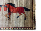 4 X 7 Handmade Hand-Knotted Quality Wool Rug Pictorial Horses Veggie Dyes Tribal - Jewel Rugs