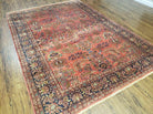 5' 6" X 8' Vintage Handmade Sarouk Design Floral Wool Rug Red Vegetable Dyes - Jewel Rugs