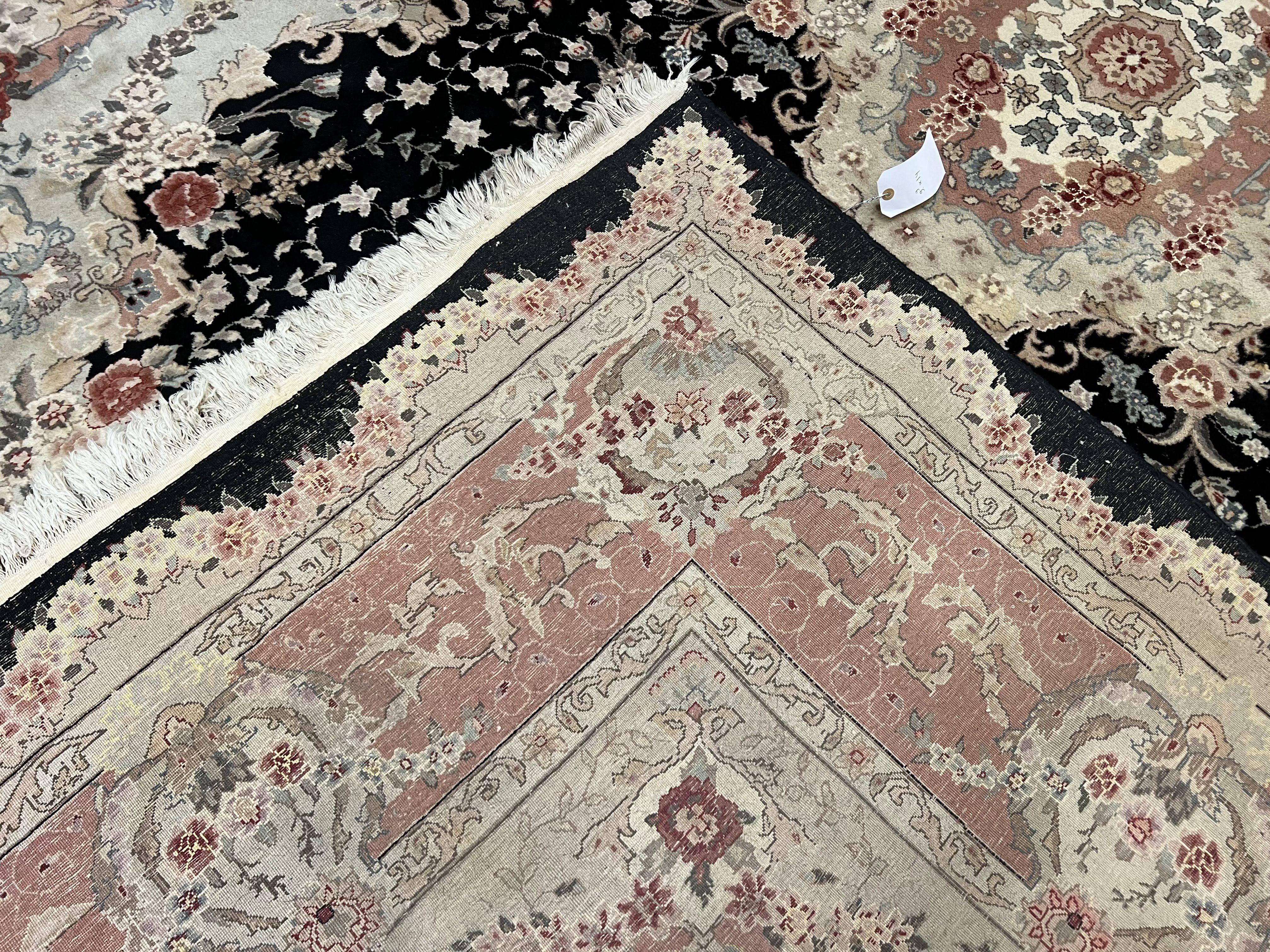 Large Sino Persian Rug 10x14, Wool Silk Accents, Central Medallion, High Quality Oriental Carpet, Handmade Vintage Rug 10 x 14, Fine, Black - Jewel Rugs