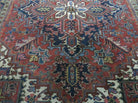 6'7" X 9' Antique Handmade India Geometric Oriental Wool Rug Organic Red Blue - Jewel Rugs