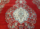 9' X 12' Vintage Handmade India Medallion Wool Rug Vegetable Dyes Nice Red - Jewel Rugs