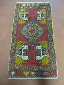 20" X 38" Antique Handmade Turkish Oushak Oshak Yastik Wool Rug Mat Turkey Nice - Jewel Rugs