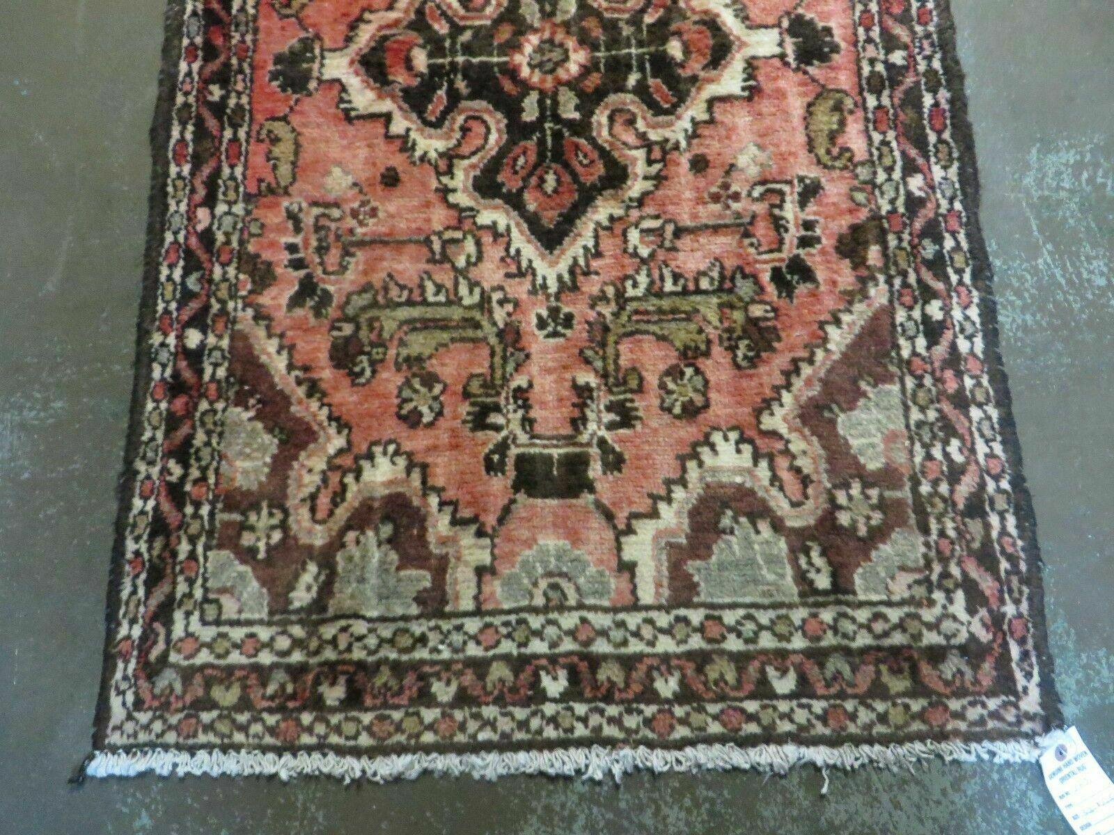 2' 8" X 10' 5" Antique Handmade India Floral Wool Runner Rug Rusted Red # 125 - Jewel Rugs