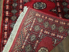 Vintage Bokhara Runner Rug 2.6 x 14, Wool Hand-Knotted Red & Ivory Pakistani Turkoman Yamud Hallway Carpet, Long Skinny Oriental Runner 14ft - Jewel Rugs