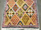 Moroccan Rug 3x5 Vintage Handmade Tribal Rug, Colorful Rug, Orange Yellow Red, Boujad Rug, Boho Beni Ourain Checkered Panel Wool Rug, Berber - Jewel Rugs