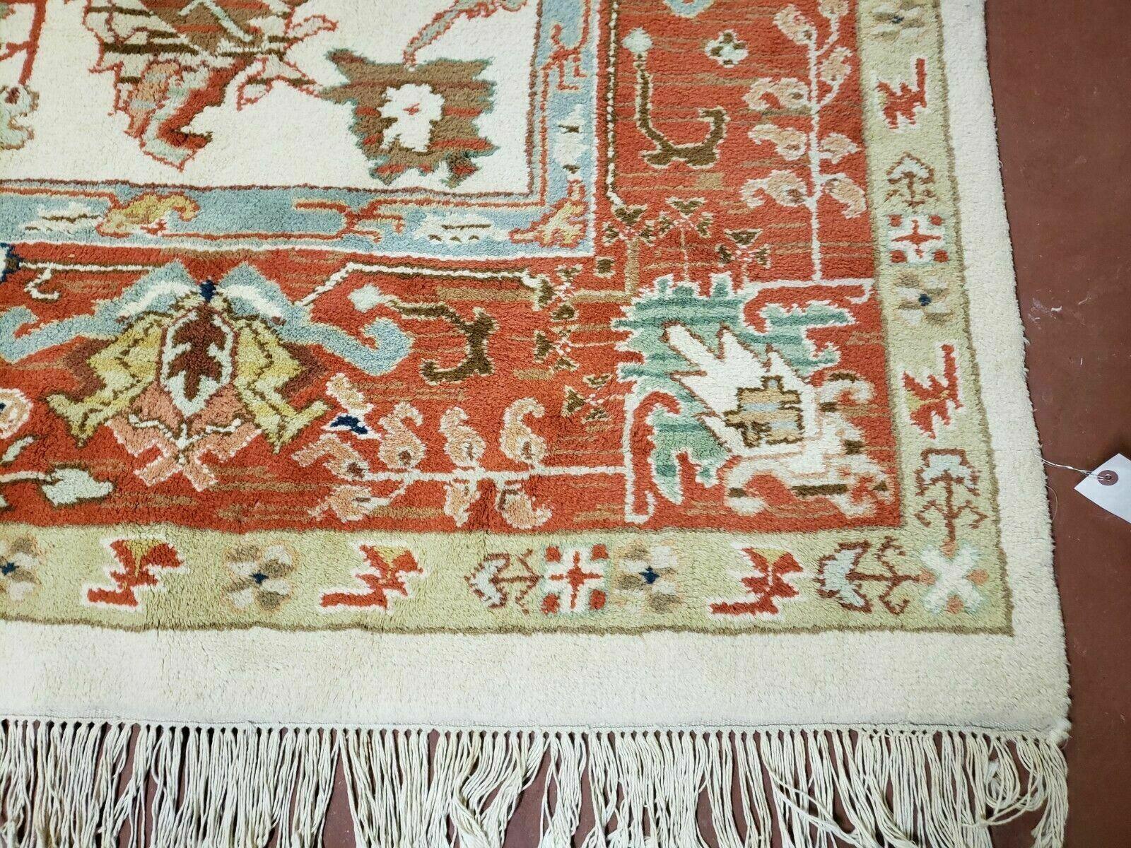 10' X 16' Hand Knotted Wool Indo Oushak Ushak Oriental Carpet Beige and Red - Jewel Rugs