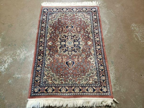 2x3 Vintage Area Rug Colorful Pakistani Handmade Wool Rug 