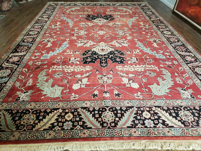 10' X 14' Vintage Hand Made Turkish Wool Rug Carpet Red Black Hand Knotted Nice - Jewel Rugs
