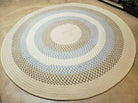 6' X 6' Vintage American Braided Rug Round Beige Brown Blue Nice - Jewel Rugs